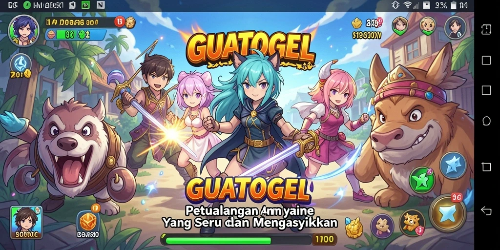 Tampilan gameplay GUATOGEL yang menampilkan petualangan seru dalam dunia anime.