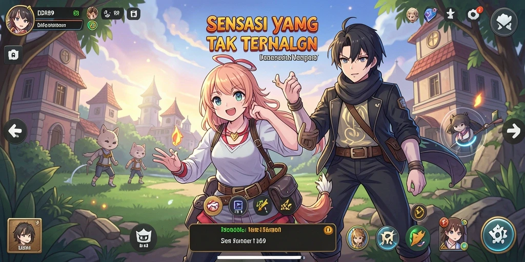 Screenshot permainan IDR89 menampilkan petualangan karakter anime yang menarik.
