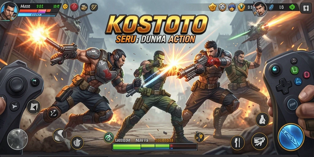Tampilan gameplay KOSTOTO yang penuh aksi dan grafis menawan.