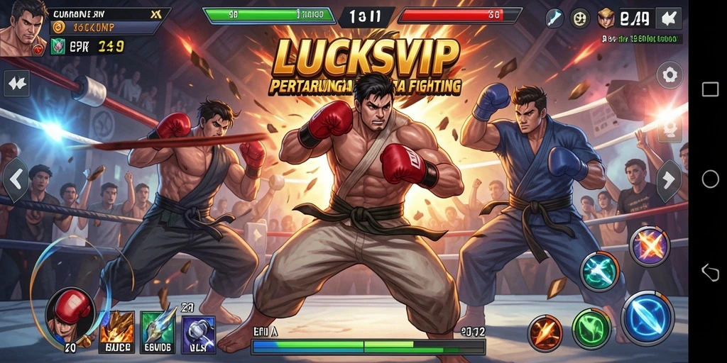 Tangkapan layar LUCKSVIP menunjukkan momen pertarungan intens dengan efek grafis yang menawan.