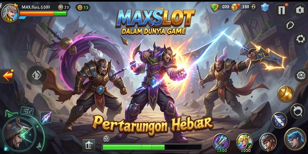 Screenshot menunjukkan aksi pertarungan seru di MAXSLOT.