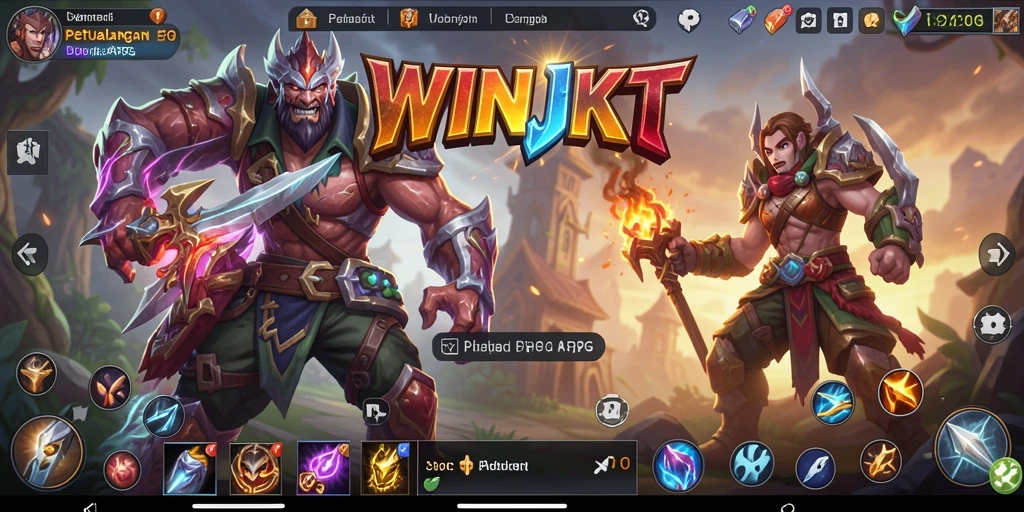 Screenshot gameplay ARPG WINJKT menampilkan pertarungan epik dan grafis memukau.